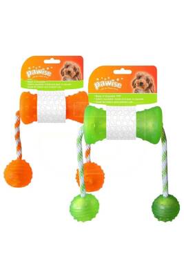 Dog Toy Kemik Toplu Diş İpi Köpek Oyuncağı İpli Toplu 48 cm Oyuncak Karışık Renk - 1